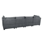 Canapé sectionnel modulaire, tissu lin, en L/U, 4 à 5 places