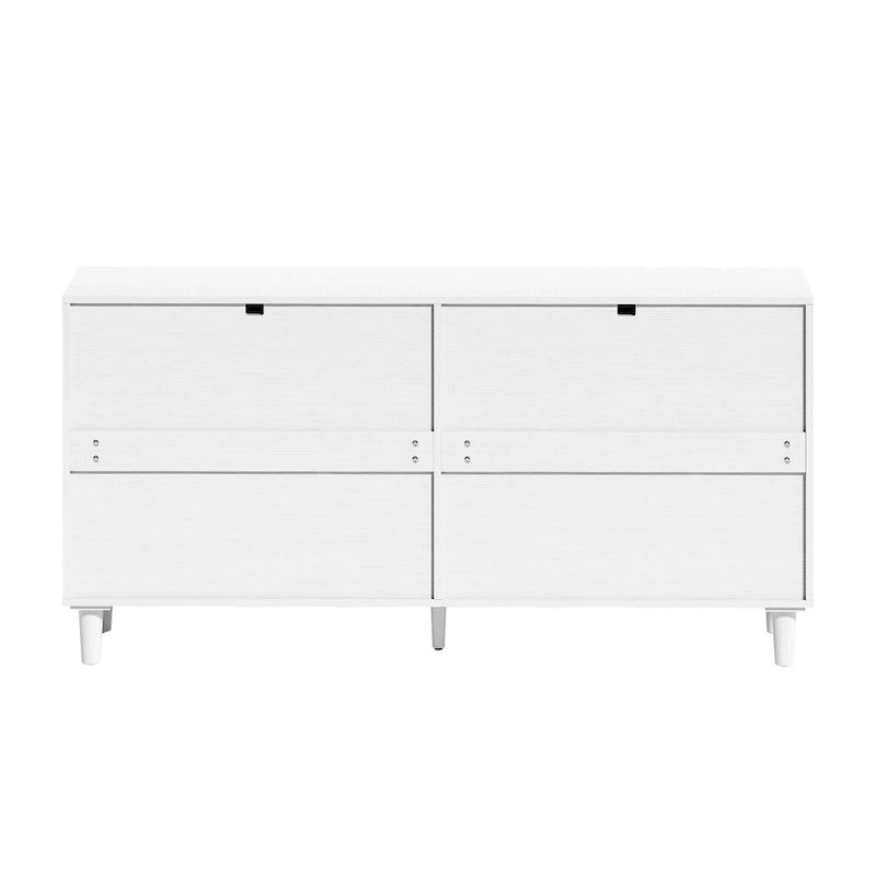 Commode 6 tiroirs en rotin, noir/blanc/chêne, simple