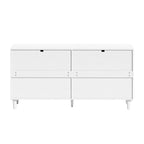 Commode 6 tiroirs en rotin, noir/blanc/chêne, simple