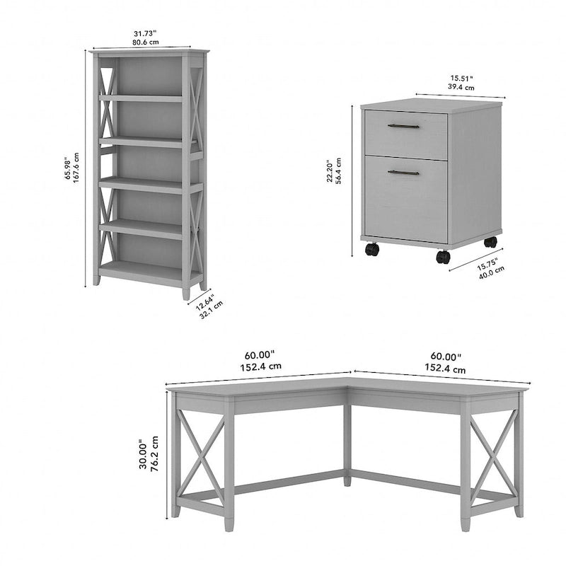 Ensemble de bureau en L, 3 pièces, 1 personne
