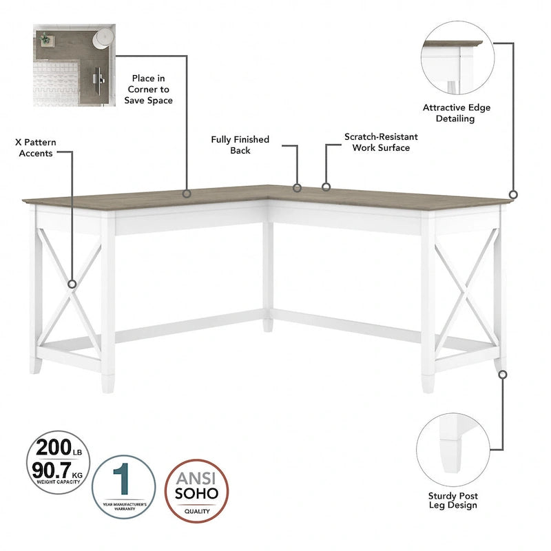 Ensemble de bureau en L, 3 pièces, 1 personne