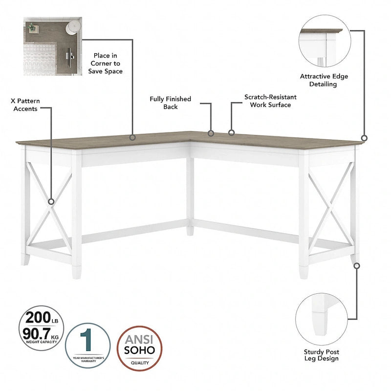 Ensemble de bureau en L, 3 pièces, 1 personne