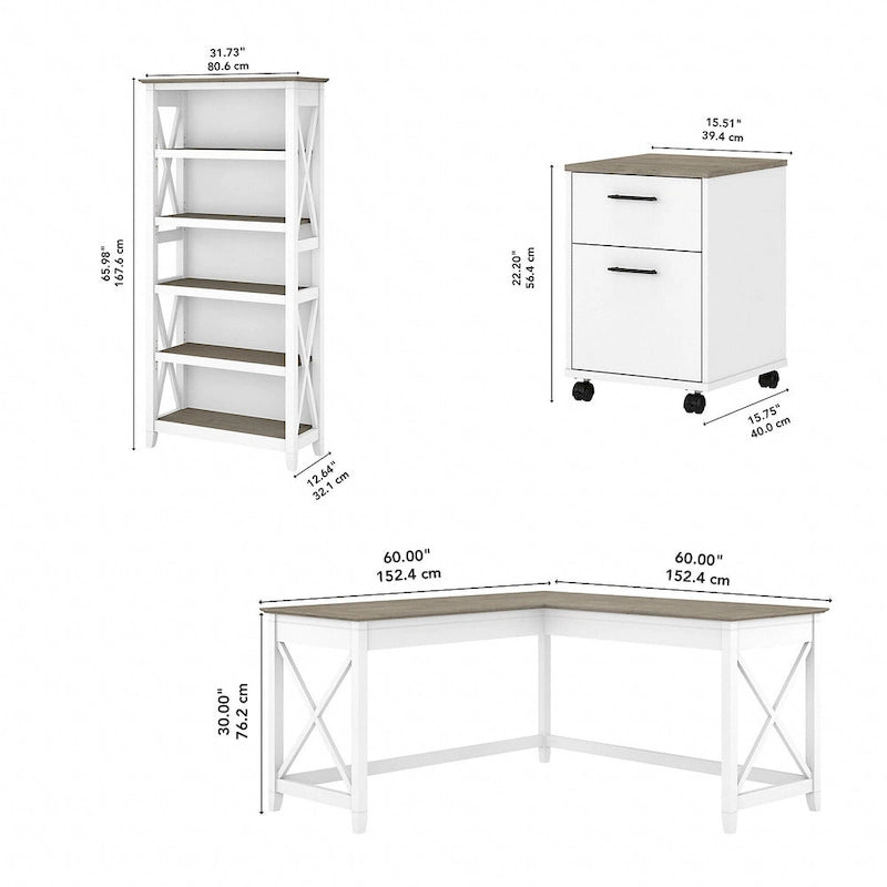 Ensemble de bureau en L, 3 pièces, 1 personne