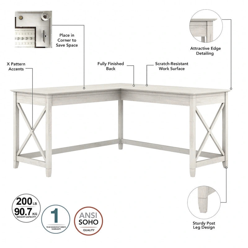 Ensemble de bureau en L, 3 pièces, 1 personne
