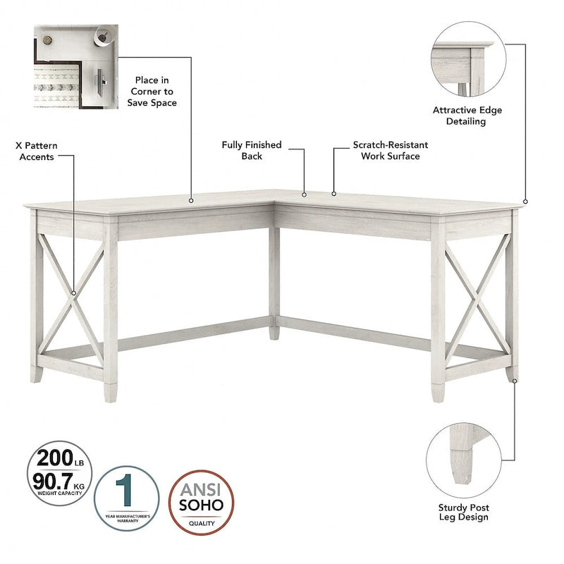 Ensemble de bureau en L, 3 pièces, 1 personne