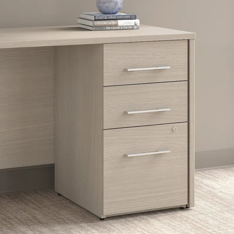 Classeur à 3 tiroirs, argent / gris / taupe / marron, bureau à domicile