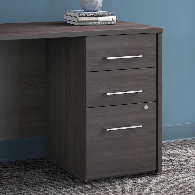 Classeur à 3 tiroirs, argent / gris / taupe / marron, bureau à domicile
