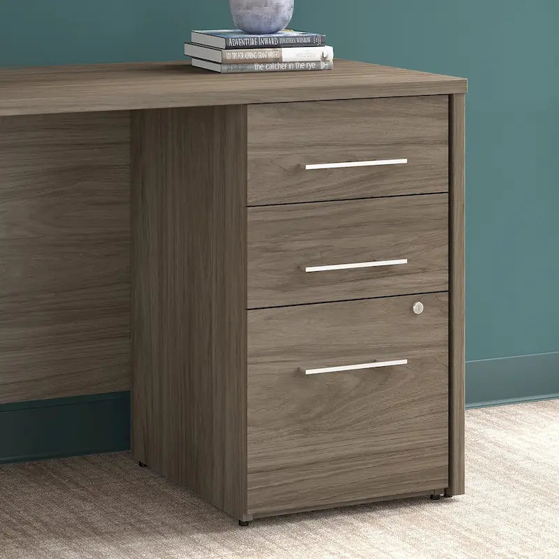 Classeur à 3 tiroirs, argent / gris / taupe / marron, bureau à domicile