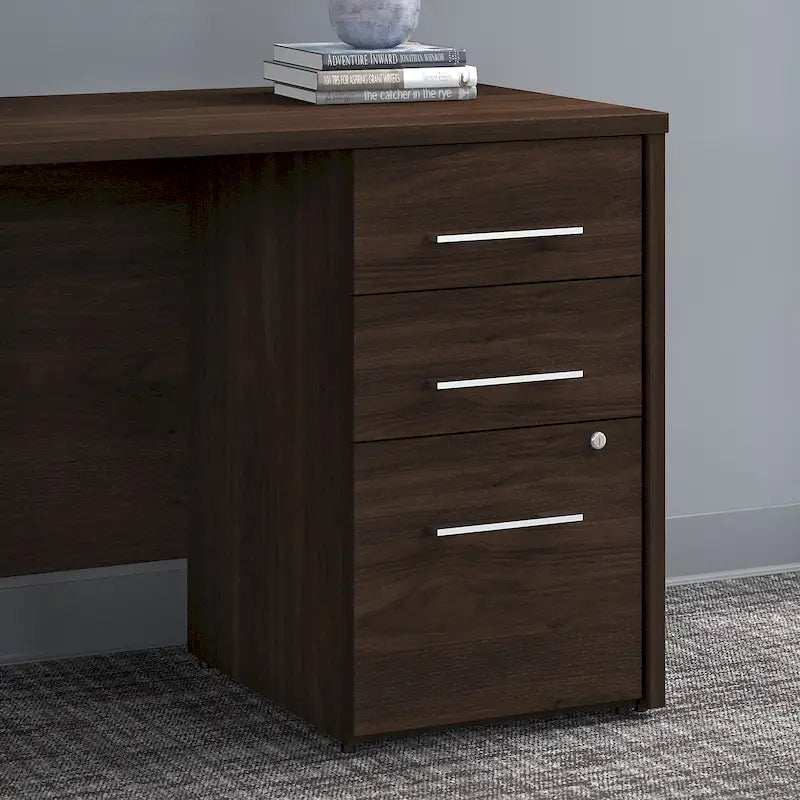 Classeur à 3 tiroirs, argent / gris / taupe / marron, bureau à domicile