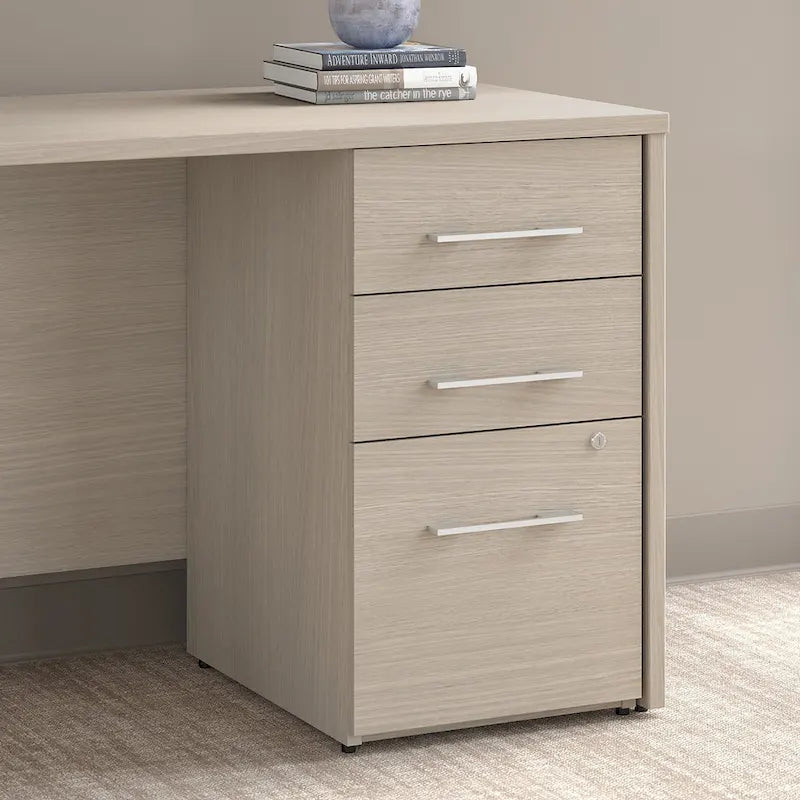 Classeur à 3 tiroirs, argent / gris / taupe / marron, bureau à domicile