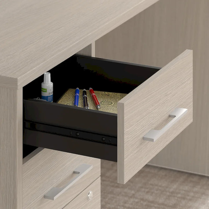Classeur à 3 tiroirs, argent / gris / taupe / marron, bureau à domicile