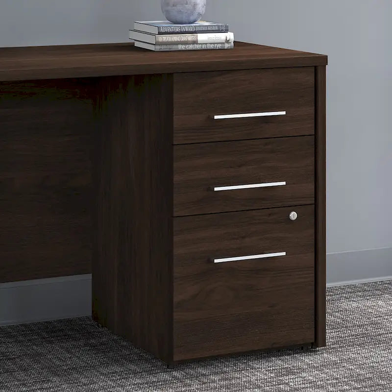Classeur à 3 tiroirs, argent / gris / taupe / marron, bureau à domicile