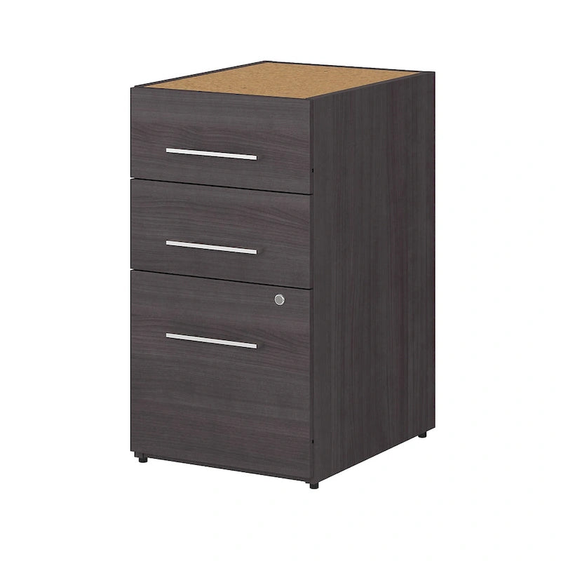 Classeur à 3 tiroirs, argent / gris / taupe / marron, bureau à domicile