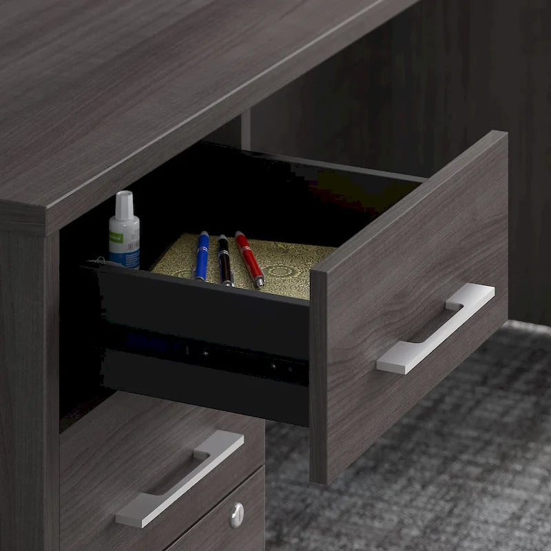 Classeur à 3 tiroirs, argent / gris / taupe / marron, bureau à domicile