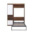 Lit escamotable mural double blanc avec armoire latérale, 1 couchage