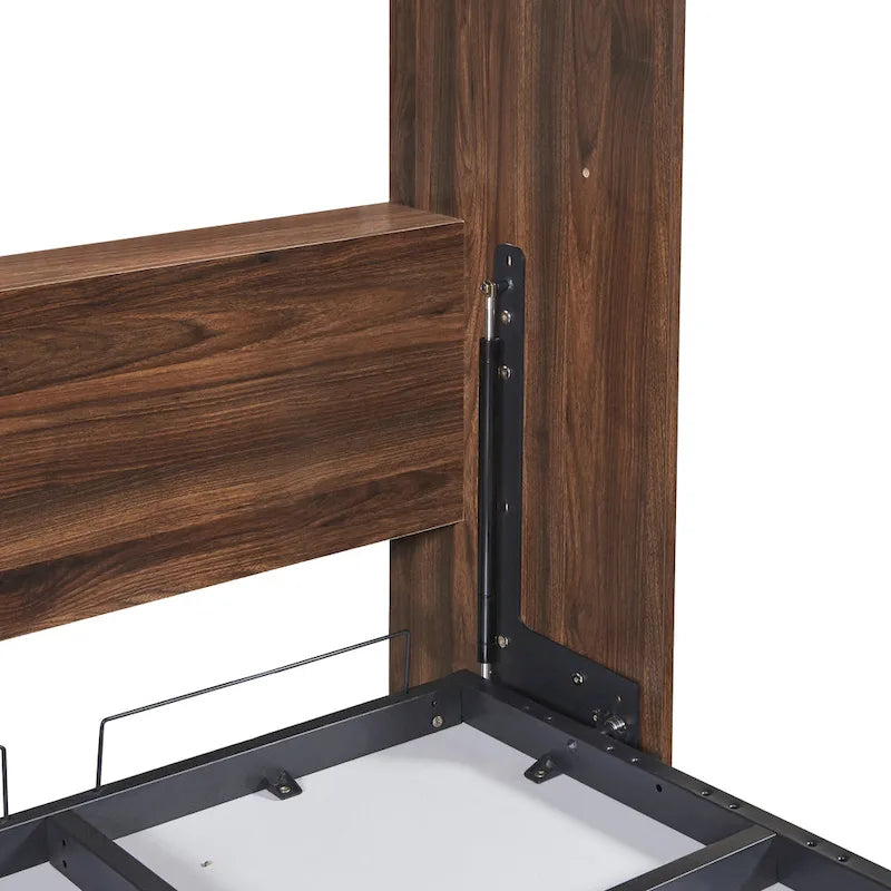 Lit escamotable mural double blanc avec armoire latérale, 1 couchage