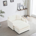 Canapé modulable en chenille blanche, assise individuelle