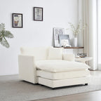 Canapé modulable en chenille blanche, assise individuelle