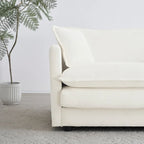 Canapé modulable en chenille blanche, assise individuelle
