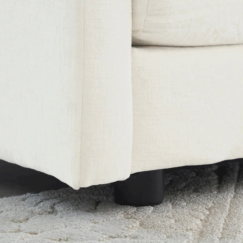 Canapé modulable en chenille blanche, assise individuelle