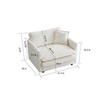 Canapé modulable en chenille blanche, assise individuelle