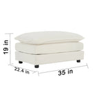 Canapé modulable en chenille blanche, assise individuelle