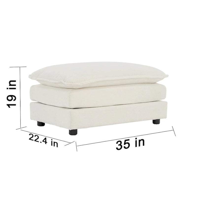 Canapé modulable en chenille blanche, assise individuelle