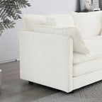 Canapé modulable en chenille blanche, assise individuelle