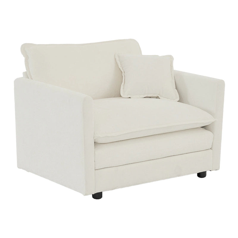 Canapé modulable en chenille blanche, assise individuelle