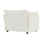 Canapé modulable en chenille blanche, assise individuelle