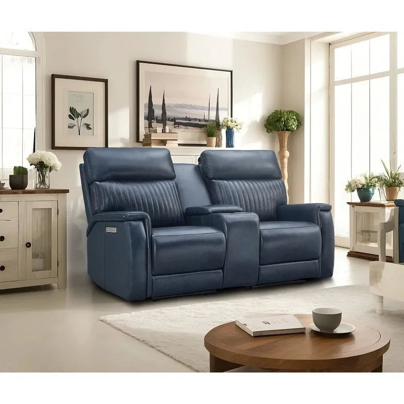 Causeuse inclinable électrique Crème/Bleue/Verte, 2 places – Cuir, Zéro gravité