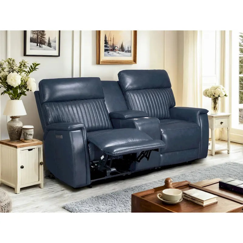 Causeuse inclinable électrique Crème/Bleue/Verte, 2 places – Cuir, Zéro gravité