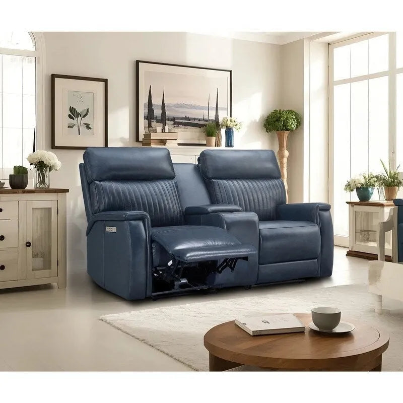 Causeuse inclinable électrique Crème/Bleue/Verte, 2 places – Cuir, Zéro gravité