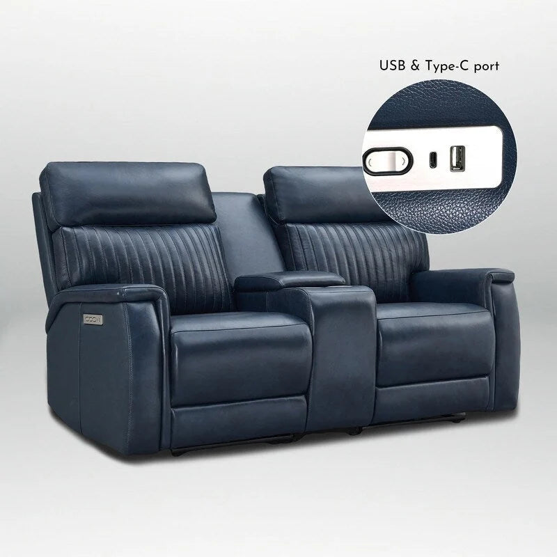 Causeuse inclinable électrique Crème/Bleue/Verte, 2 places – Cuir, Zéro gravité