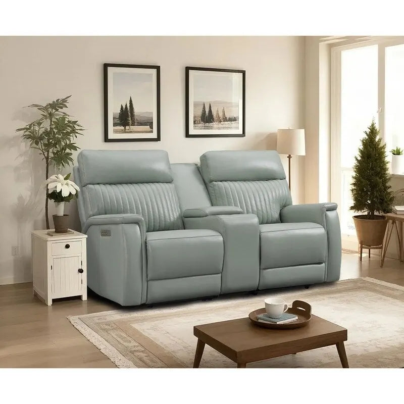 Causeuse inclinable électrique Crème/Bleue/Verte, 2 places – Cuir, Zéro gravité