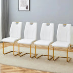 Chaise de salle à manger en similicuir blanc et or / noir et or, rembourrée, lot de 4, 1 place