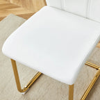 Chaise de salle à manger en similicuir blanc et or / noir et or, rembourrée, lot de 4, 1 place