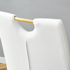 Chaise de salle à manger en similicuir blanc et or / noir et or, rembourrée, lot de 4, 1 place