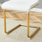 Chaise de salle à manger en similicuir blanc et or / noir et or, rembourrée, lot de 4, 1 place