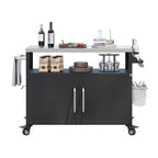 Chariot de cuisine extérieur noir, plateau en acier inoxydable, 1 personne, 138,4 cm