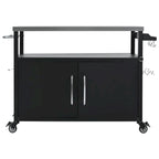 Chariot de cuisine extérieur noir, plateau en acier inoxydable, 1 personne, 138,4 cm