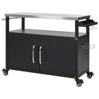 Chariot de cuisine extérieur noir, plateau en acier inoxydable, 1 personne, 138,4 cm