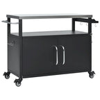 Chariot de cuisine extérieur noir, plateau en acier inoxydable, 1 personne, 138,4 cm