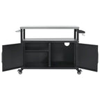 Chariot de cuisine extérieur noir, plateau en acier inoxydable, 1 personne, 138,4 cm