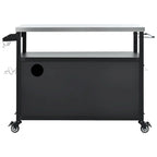 Chariot de cuisine extérieur noir, plateau en acier inoxydable, 1 personne, 138,4 cm