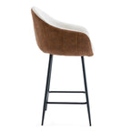 Tabourets de bar de 67,3 cm (lot de 2), chaises de bar rembourrées beiges et marron avec pieds en métal