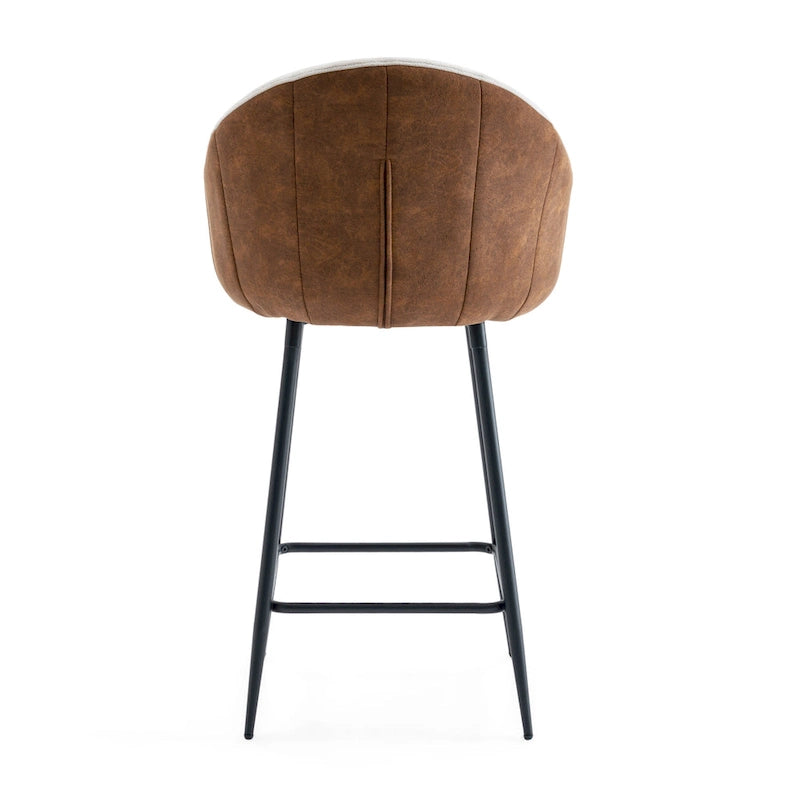 Tabourets de bar de 67,3 cm (lot de 2), chaises de bar rembourrées beiges et marron avec pieds en métal
