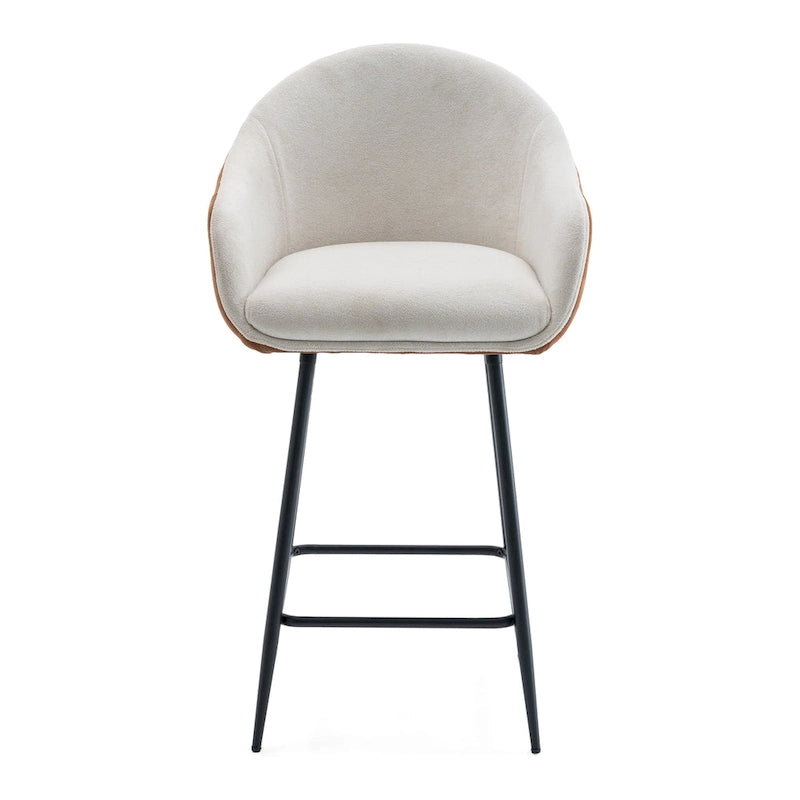 Tabourets de bar de 67,3 cm (lot de 2), chaises de bar rembourrées beiges et marron avec pieds en métal