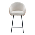 Tabourets de bar de 67,3 cm (lot de 2), chaises de bar rembourrées beiges et marron avec pieds en métal