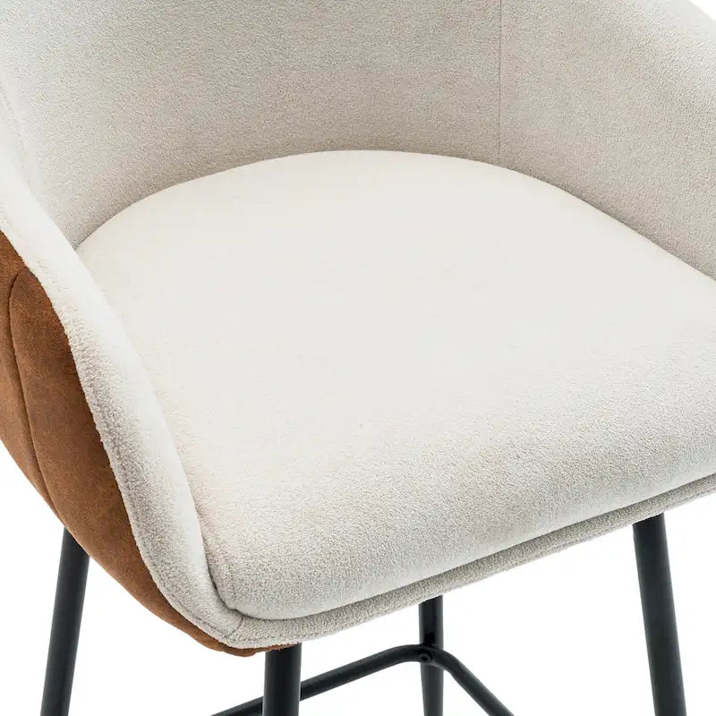 Tabourets de bar de 67,3 cm (lot de 2), chaises de bar rembourrées beiges et marron avec pieds en métal